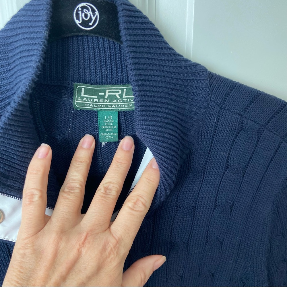 Lauren Ralph Lauren Navy Cable Knit Cardigan - Picture 3 of 9